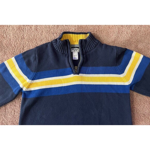 Boy’s Oshkosh B'gosh 1/4 Zip Pullover Knit Sweater  Blue Yellow Size 10 - Picture 2 of 4